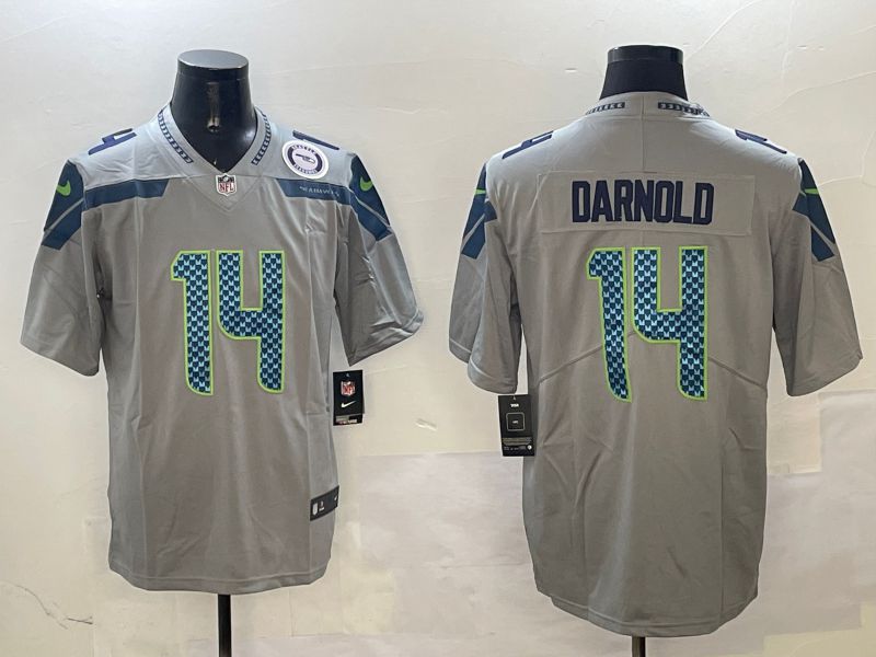 Men Seattle Seahawks 14 Metcalf Grey Second generation 2025 Nike Limited NFL Jersey style 2